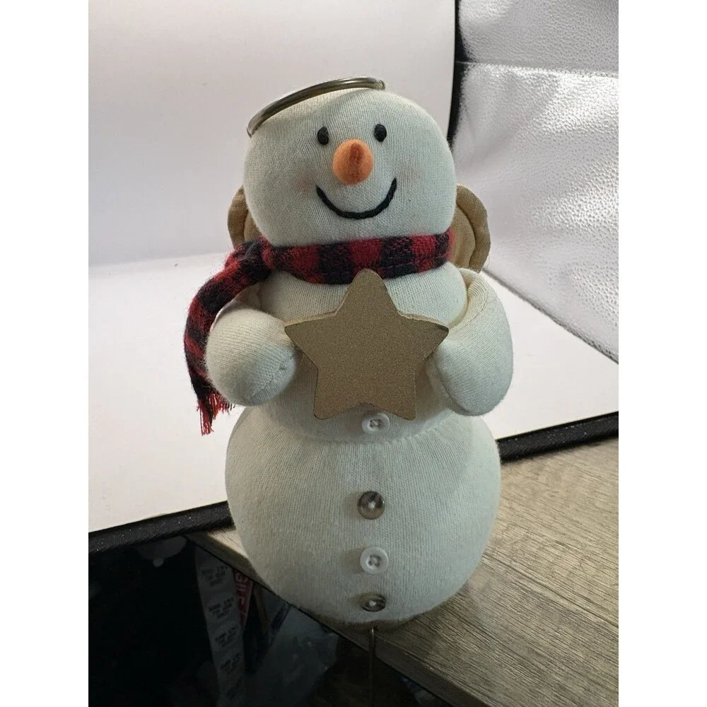 Vintage Hallmark Cards Plush Snowman Angel Stocking Holder